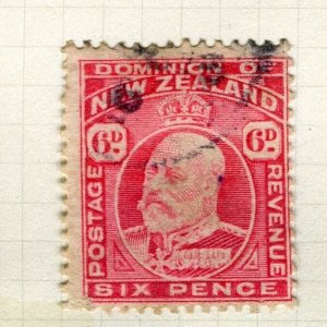 NEW ZEALAND; 1909-12 early Ed VII issue fine used Shade of 6d. value