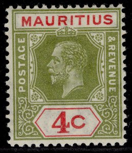 MAURITIUS GV SG226b, 4c sage-green & carmine, M MINT. Cat £20. DIE I