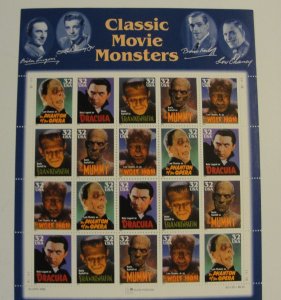 US Sc. # 3168 Classic Monster Sheet – MNH
