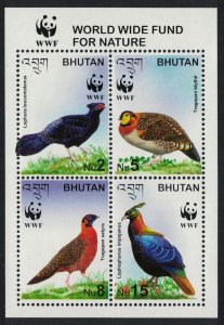 Bhutan Pheasant Tragopan Endangered Birds WWF MS 2003 MNH SG#MS1738