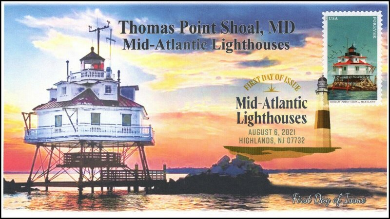 21-243, 2021, Mid-Atlantic Lighthouses, First Day Cover, Digital Color Postmark,