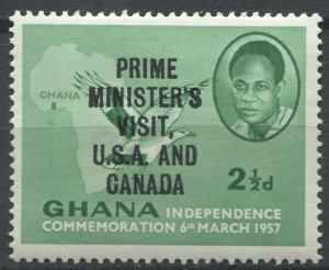 Ghana Sc#29 MNH, 2½p grn, Visit of President Kwame Nkrumah in the USA and Ca...