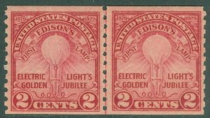 EDW1949SELL : USA 1929 Scott #656 Line pair. Very Fine, MNH. PO Fresh. Cat $110.