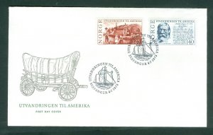 Norway. 1975 FDC. Wagon. Norwegian Immigration To America 150 Year. Sc# 658-59