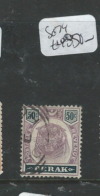 MALAYA PERAK (P2907B) TIGER 50C  SG74  VFU