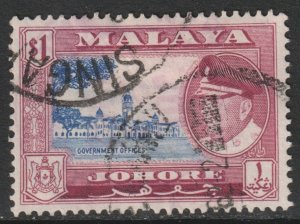 Malaya Johore Scott 166 - SG163, 1960 Sultan $1 used