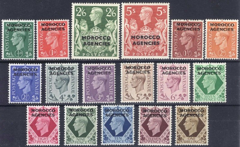 Morocco Agencies 1949 1/2d-5s on GB SG 77-93 Sc 246-262 LMM/MLH Cat £80($100)