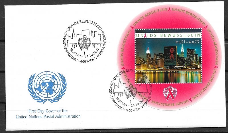 2002 UN Vienna B1 Aids Awareness S/S FDC