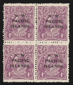 NEW GUINEA - NWPI 1918 KGV 4d violet block. MNH **.