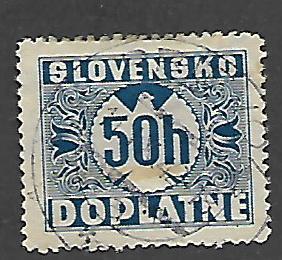 SLOVAKIA J18 USED NUMERAL AND DOVE 1939 ISSUE