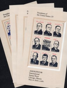 US  1986 Ameripex Minsheets Stamp Set #2216-2219,  MNH