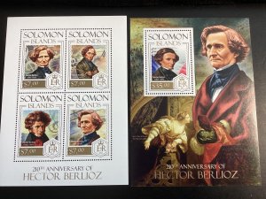 Solomon Islands #1459-60, 1477-78 Mint 2013 Composers Berlioz & Wagner