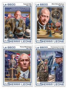 SIERRA LEONE - 2017 - Espionage Act, 100th Anniv - Perf 4v Sheet - M N H