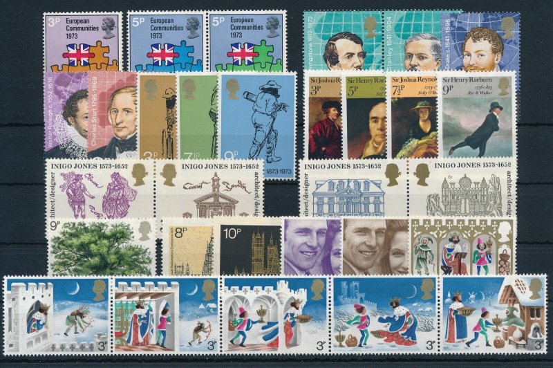 Great Britain Queen Elisabeth 1973 Complete Year Set commemorative issues MNH