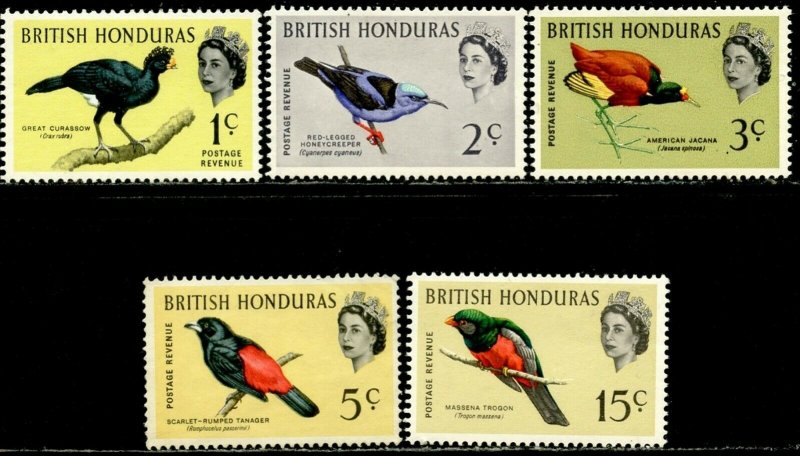 BRITISH HONDURAS Sc#167-169, 171, 173 1962 QEII Defins Part Set OG Mint Hinged