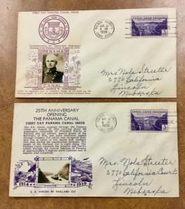 1939 Panama Canal Zone #122  2 Crosby photo Cachets Goethals & Gaillard Cut