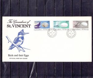 St. Vincent, Gr. Scott cat. 139,43,49. Birds & Eggs. Long First day cover. ^