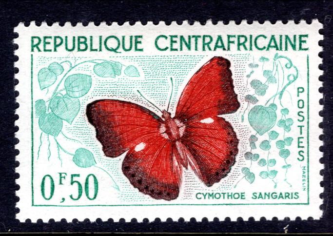 Central African Republic 4 Butterfly MNH VF