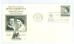 Canada 374 1954 U/A Fleetwood cachet, Queen Elizabeth royal visit