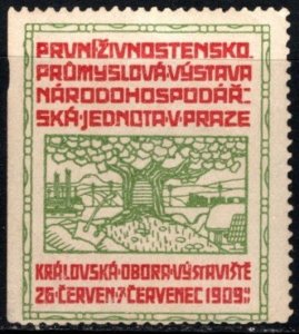 1909 Czechoslovakia Poster Stamp First Business Industrial Exhibition