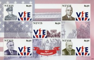 Nevis Military Stamps 2020 MNH WWII WW2 VE Day Churchill Roosevelt Truman 5v M/S