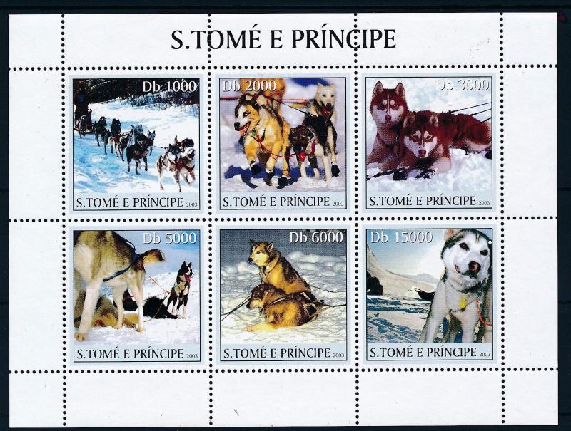 [34530] Sao Tome & Principe 2003 Animals Dogs Sleigh MNH  Souvenir Sheet