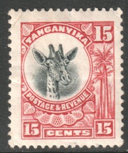 Tanganyika Scott 14 - SG76, 1922 Giraffe 15c MH*