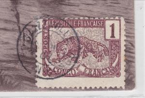 1909 French Gabon Congo Postcard Stamped with Belgium & French Congo