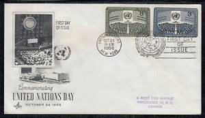 United Nations Scott 45-6 FDC - 1956 United Nations Day