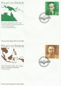 Poland 2000 FDC Stamps Scott 3496-3497 Polish Science Map Anthropology Malinowsk