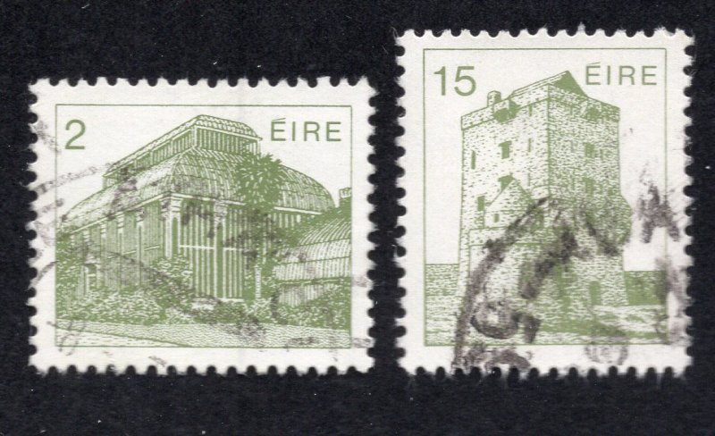 Ireland 1982-90 2p & 15p Architecture, Scott 538, 546 used, value = 80c