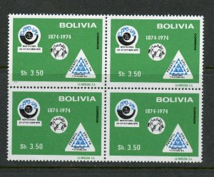 BOLIVIA SCOTT# 561 CEFILCO# 922 STAMP EXHIBITION UPU BLOCK OF 4 MNH AS SHOWN