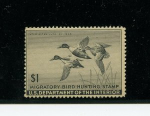 U. S. #RW12 (US026) Duck Stamp 1945 Shoveller Ducks, MNH, FVF, CV$100.00