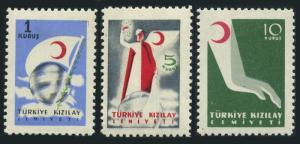 Turkey RA 164-166,hinged.Mi RH 182-184. Postal Tax Stamps 1954.Flag,Winged nurse