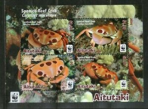 Aitutaki 2014 WWF Spotted Reef Crab Marine Life Animal Sc 626a M/s MNH # 6190