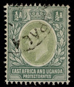 EAST AFRICA and UGANDA EDVII SG1, ½a green, FINE USED.