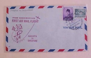 SINGAPORE FLIGHT COVER B/S FROM JAKARTA 1959