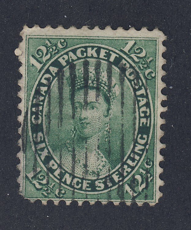Canada 1st cents Used stamp;  #18-12 1/2c VG/F Guide Value = $50.00