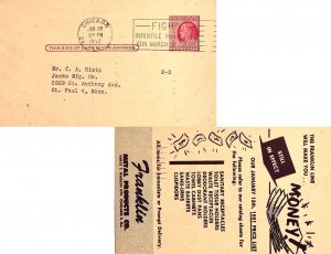 United States Illinois Chicago 1952 machine  Postal Card  Reverse Illustrated...