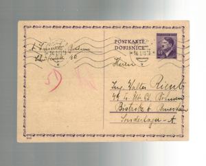 1945 Prague Germany to Bistritz Concentration Camp Postcard Cover Walter riento