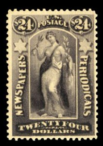 United States, Newspaper Stamps #PR76 Cat$800, 1879 $24 dark violet, lightly ...