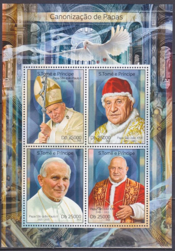 2014 Sao Tome and Principe 5644-47KL Pope John Paul II and other popes 10,00 €