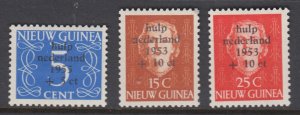 Netherlands New Guinea Sc B1-B3 MLH. 1953 First semi-postals, fresh, bright, VLH