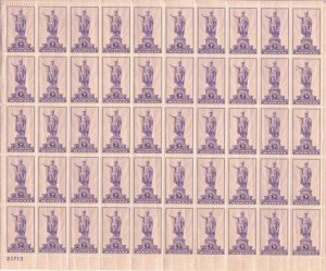 US Stamp 1937 3c Hawaii - 50 Stamp Sheet   - Scott #799