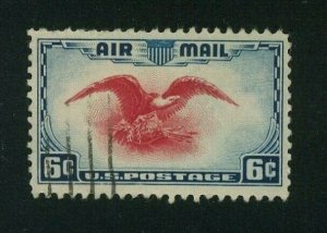 US 1938 6c dark blue & carmine Air Mail, Scott C23 used, Value = 25c