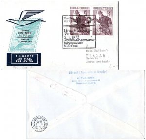 Austria 2S Trout Fisherman (2) 1972 Austrian Airlines and Swissair First Flig...