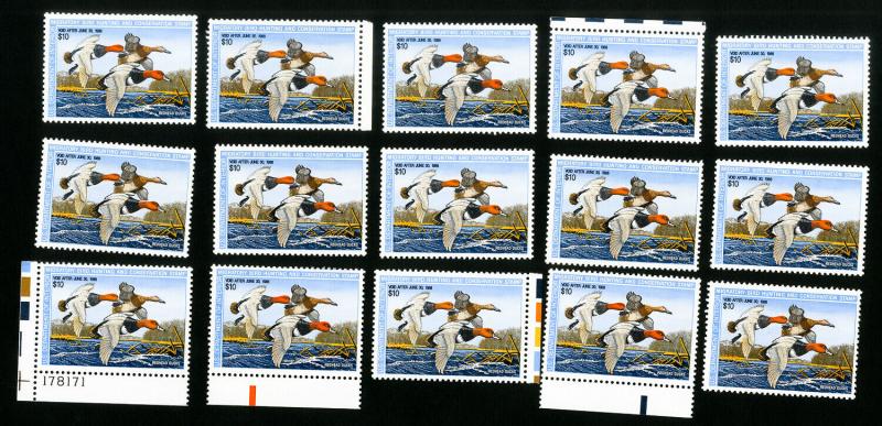 US Stamps # RW54 VF Lot of 15 Face Value $150 OG NH Scott Value $262.00