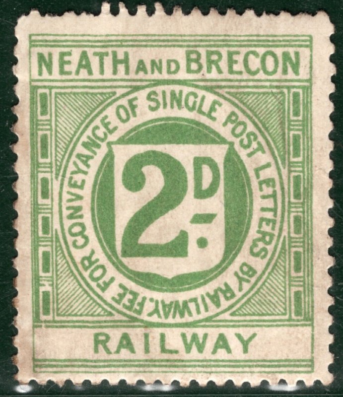 GB Wales RAILWAY Letter Stamp 2d Blue-Green NEATH & BRECON (1898) Mint MM BRW24 