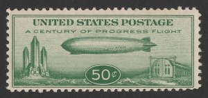 UNITED STATES 1933 Zeppelin Airmail 50c green. Sc C18 cat US$50.
