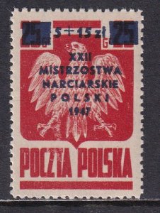 Poland 1947 Sc B54 Zakopane Ski Championship Meet Stamp MNH